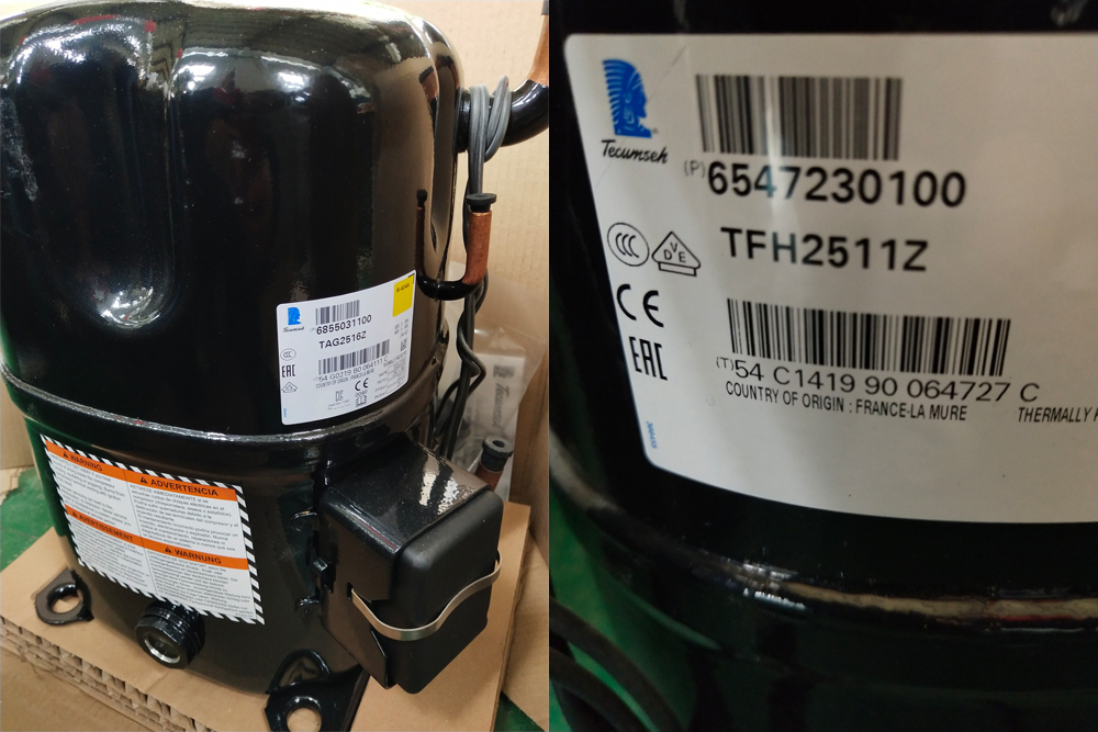 The compressor imported from France TECUMSEH brand(See below Figure 2) which can allow you get after sales service support from many countries.