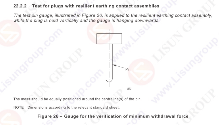 IEC 60884-1 Figure 26 Apparatus for verification of maximum withdrawal force