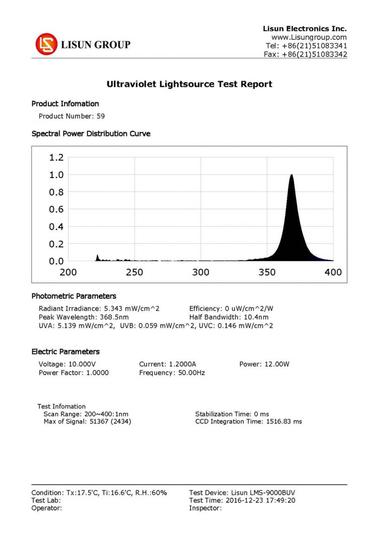 LMS 9000BUV Test Report