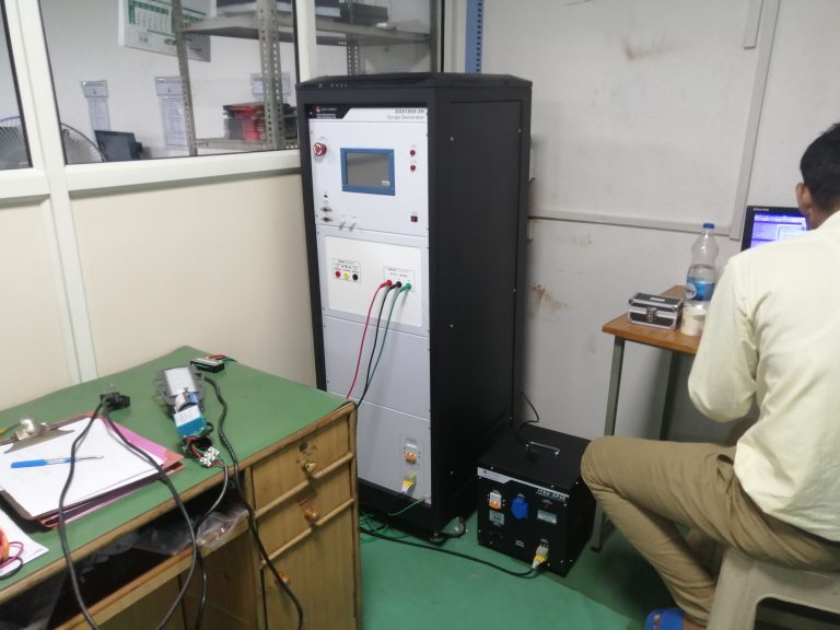 India-LISUN engineer install LPCE-3 (LMS-7000VIS) Compact spectroradiometer integrating sphere system and SG61000-5H-SP surge generator for customer image