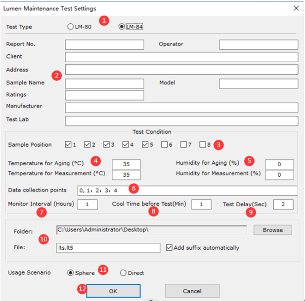 Set the aging test duration