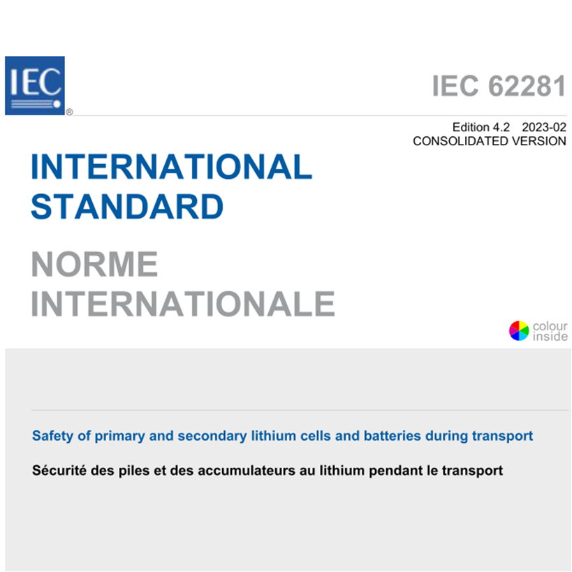IEC 62281:2023 Sicurezza delle celle e delle batterie al litio primarie e secondarie durante il trasporto