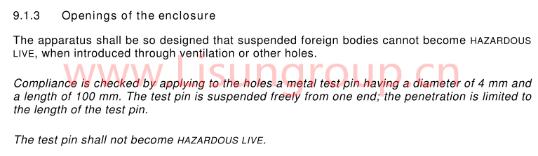 IEC 60065 9.1.3