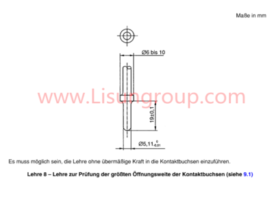 Standard VDE 0620 Lehre 8 Gauge for Testing Largest Opening Width of Contact Sockets