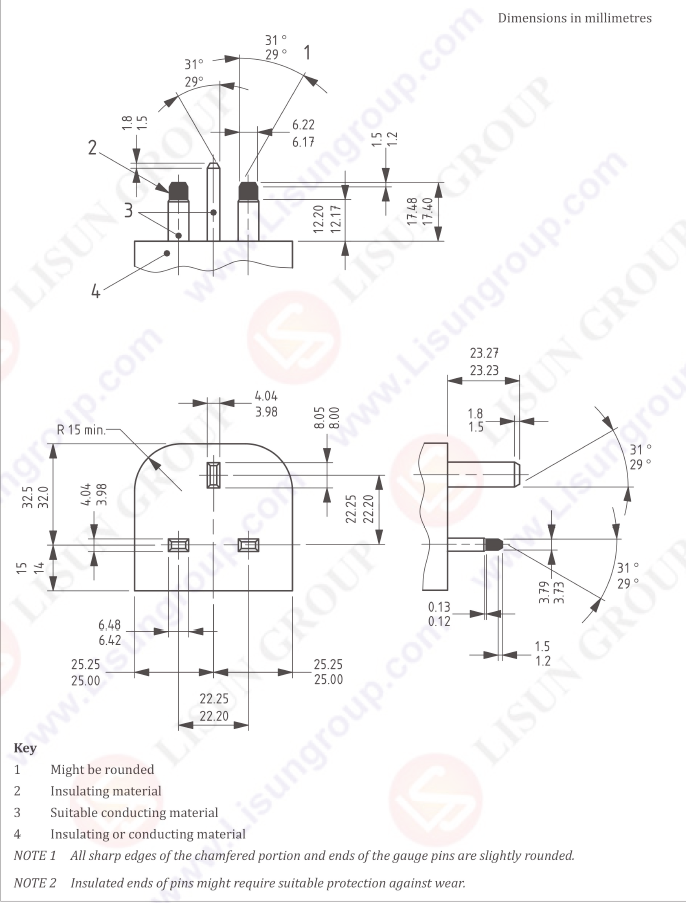 Socket-outlets Contact Test Gauge – BS 1363-2 Figure 12 6 Socket-outlets Contact Test Gauge – BS 1363-2 Figure 12