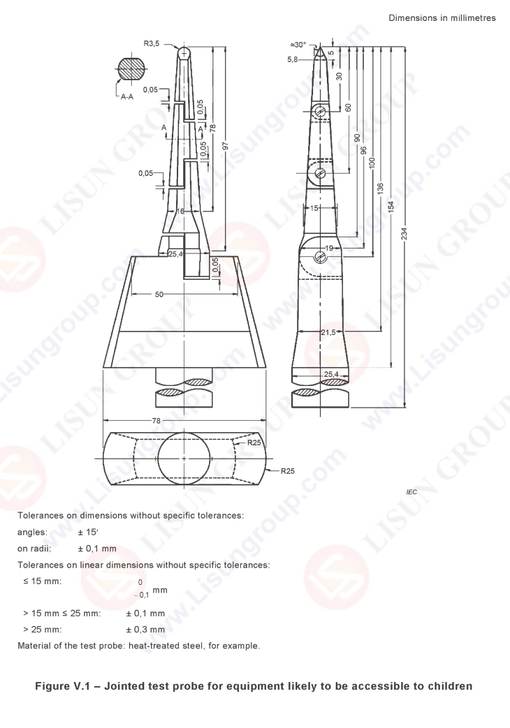 IEC 62368 Diameter 1 mm, Length 20 mm Terminal Test Probes