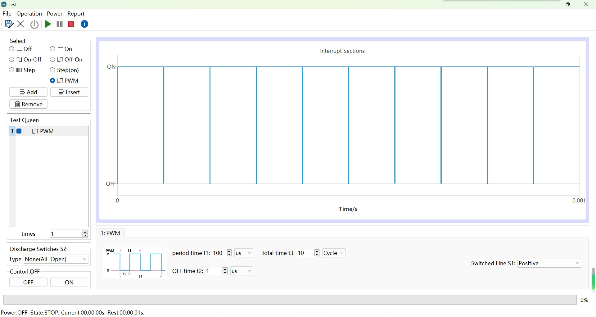 Power Line Fail Test Interface