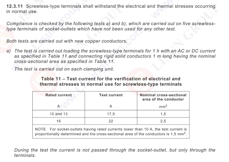 IEC 60884 1 Clause12.3.11