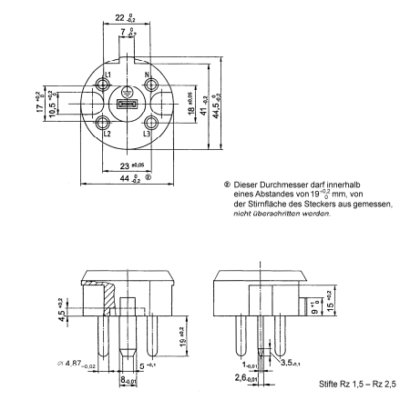 DIN-VDE 0620-1-Lehre 16b Lehre zur Prüfung der größten Abzugskraft des Steckers 3P + N + AC 400/230 V 16 A