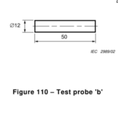 IEC 60745-2-5:2010 Figure 110 Test Probe ‘b’ 12mm dia. 50mm Length