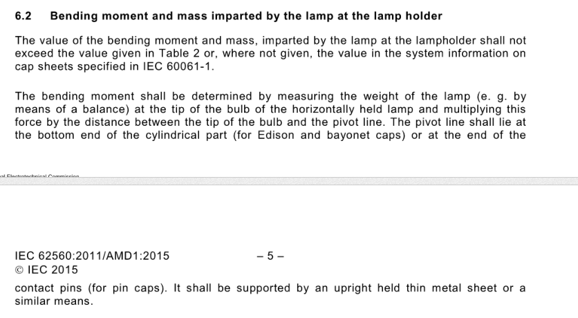 IEC 60968:2015 Clause 6.2