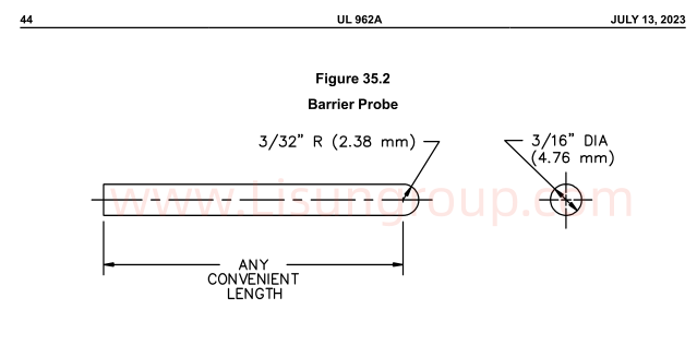 UL 962A:2023 Figure 35.2 Mounting Hole Barrier Probe