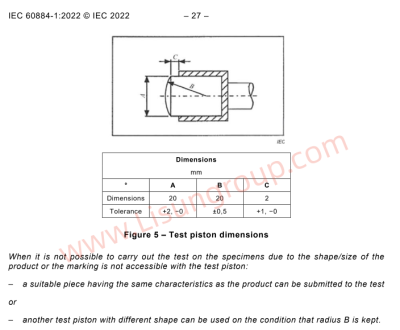 IEC 60884-1:2022 Figure 5 Test Piston for Plug and Socket Marking Abrasion Resistance Test