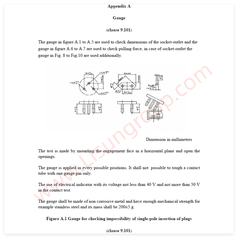 TIS166-2549 Figure A.1 Preventing Single-pole Insertion Test Gauge